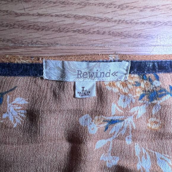 Vintage Rewind Y2K Floral Tie Front Blouse L Boho Hippie Festival Crop Top Retro - Picture 8 of 8